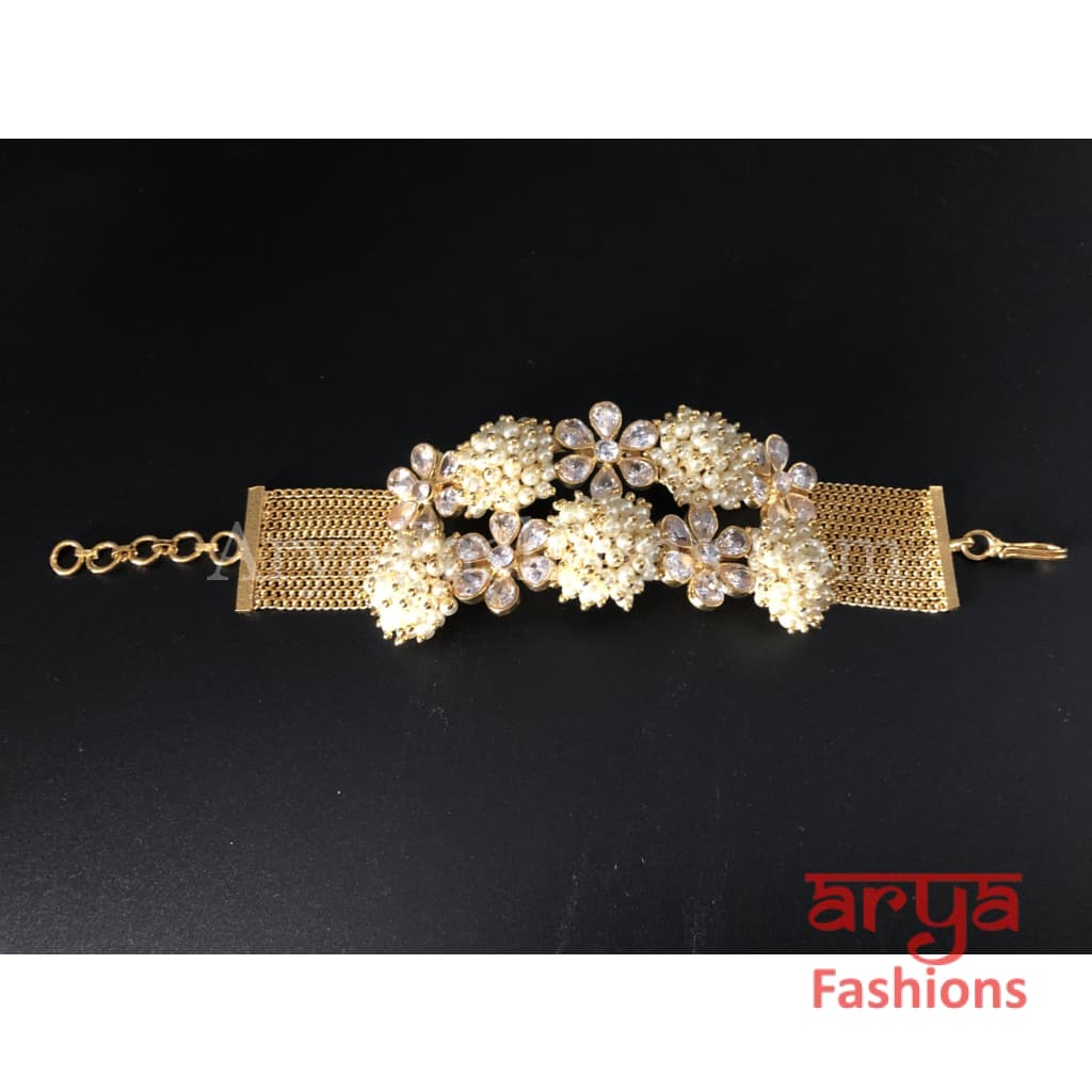 Kundan Pearl Jadau Chain Bracelet