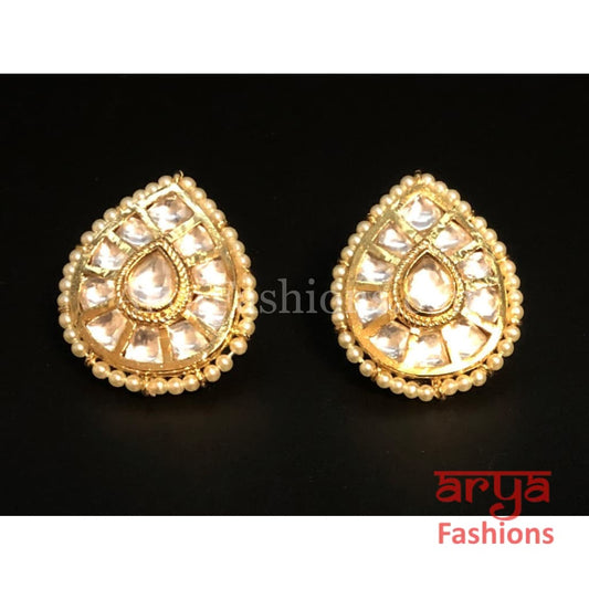 Kundan Pearl Studs