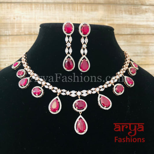 Kushal Emerald Ruby Designer Necklace with Long Earrings