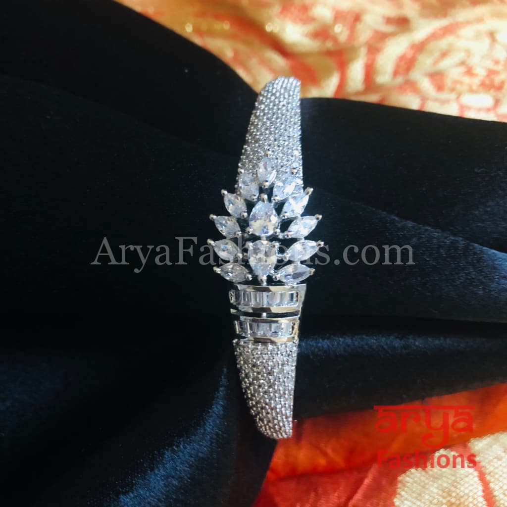 Kyra Cubic Zirconia Openable Bracelet/ CZ Crystal Party Bracelet