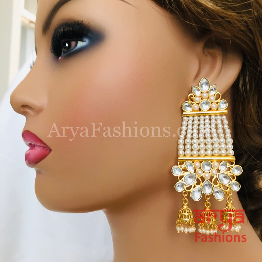 Lakshmi Kundan Pearl Jhumka Earrings