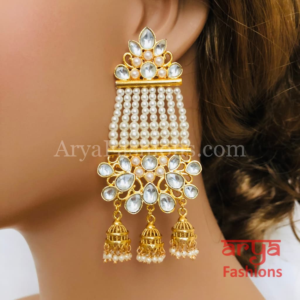 Lakshmi Kundan Pearl Jhumka Earrings