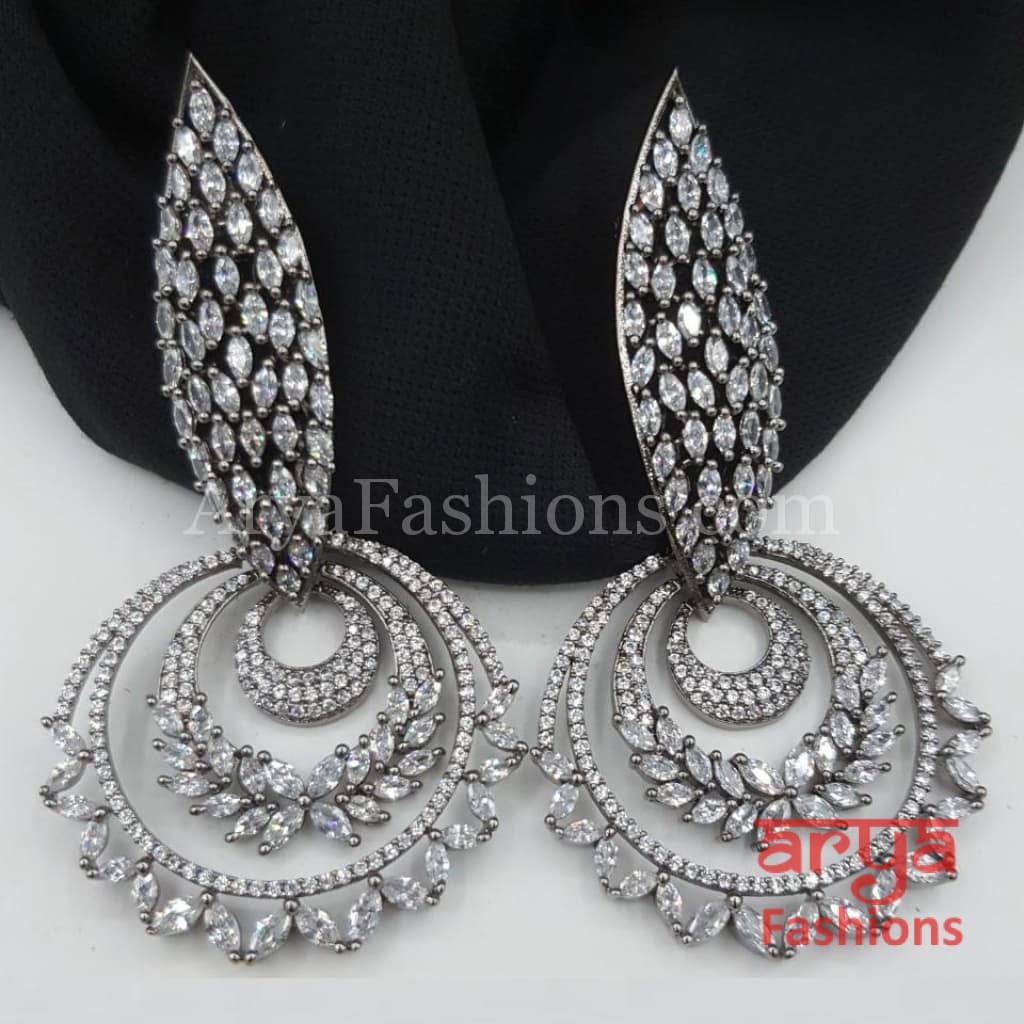 Mahi Black Silver finish Designer Fusion Earrings