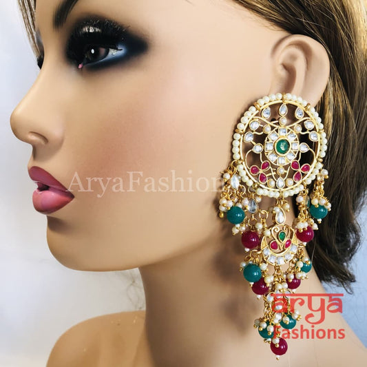 Mahi Jadau Long Kundan Earrings