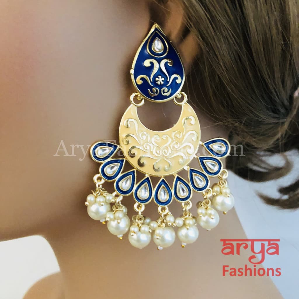 Mahi Meenakari Kundan Chandbali with Colored Beads