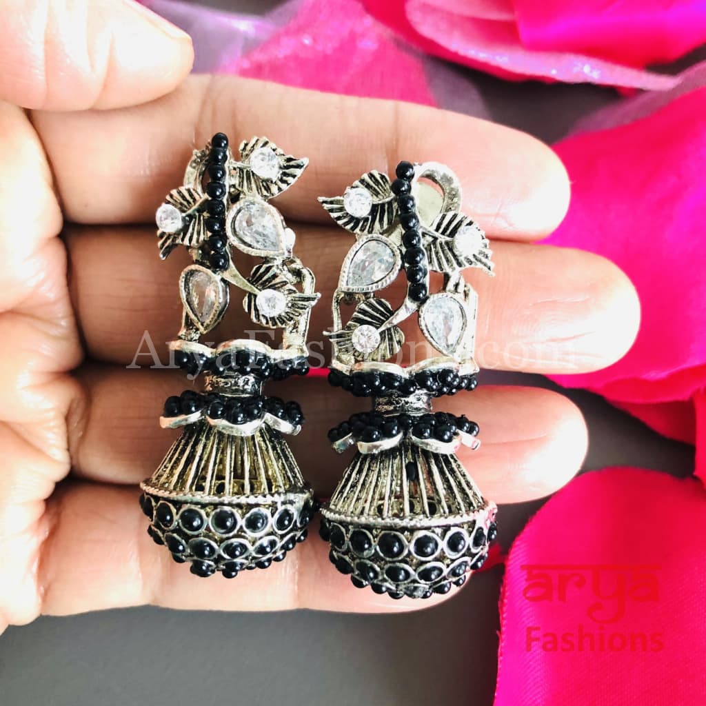 Mahi Oxidized Silver Tribal Earrings/Ethnic German Earrings