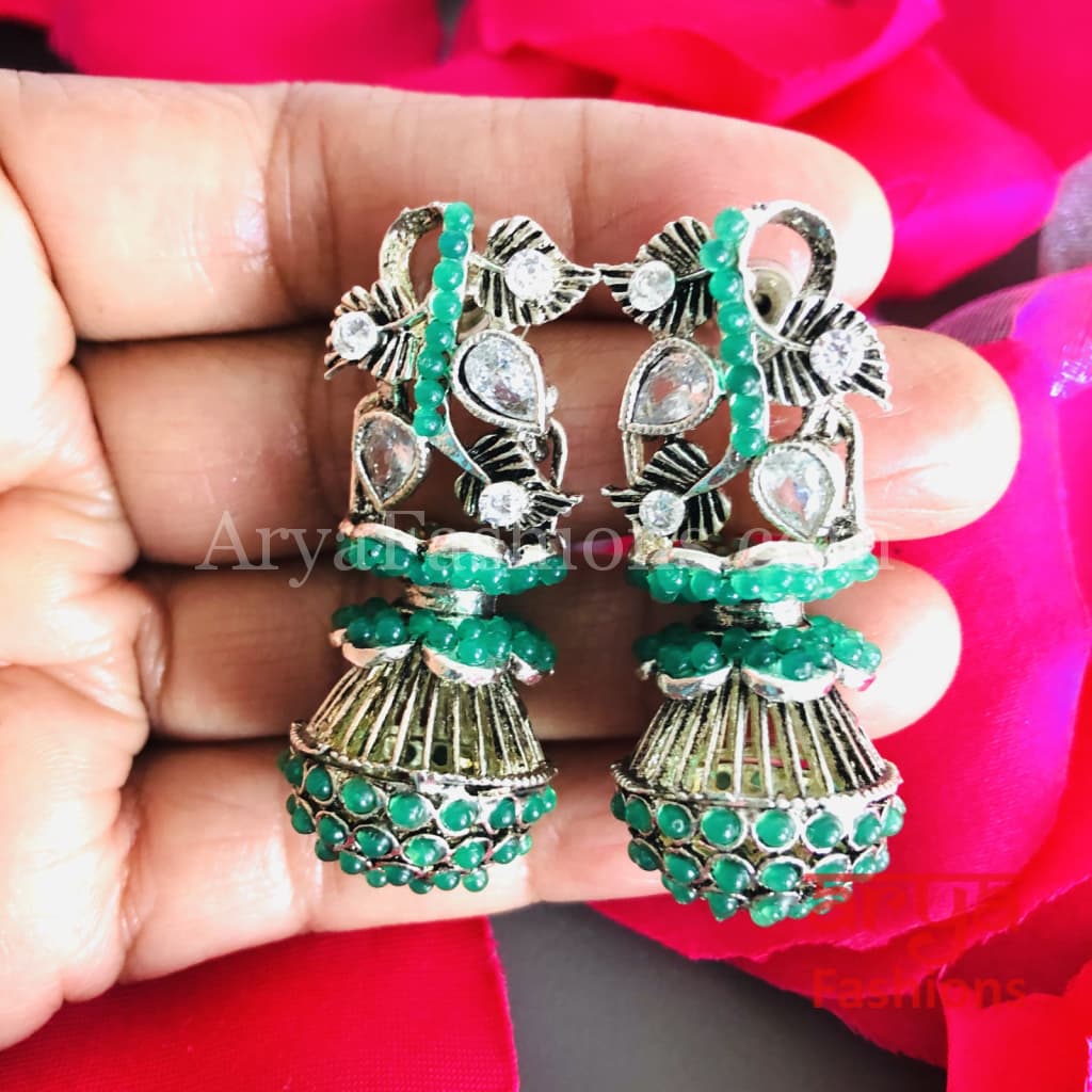 Mahi Oxidized Silver Tribal Earrings/Ethnic German Earrings