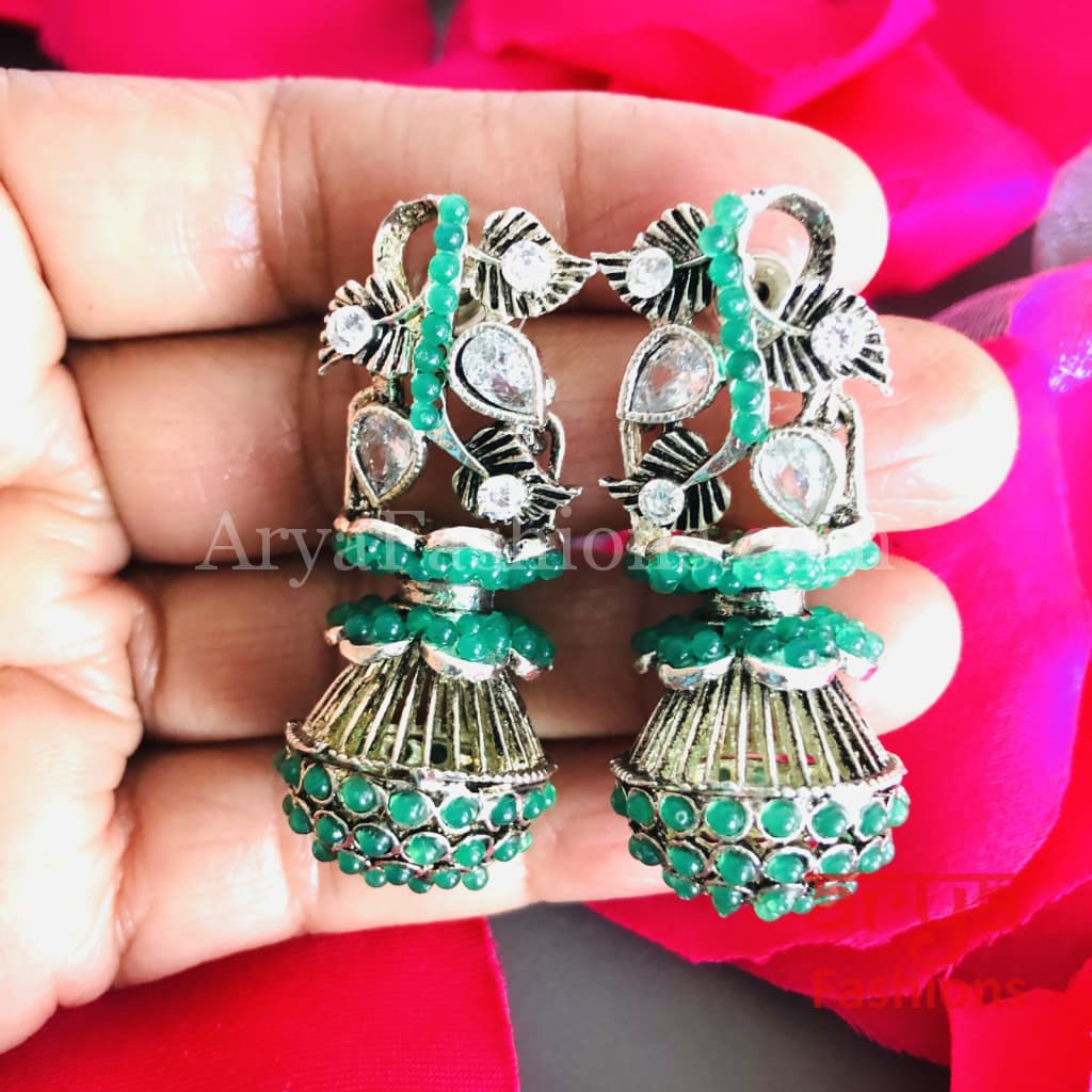 Mahi Oxidized Silver Tribal Earrings/Ethnic German Earrings