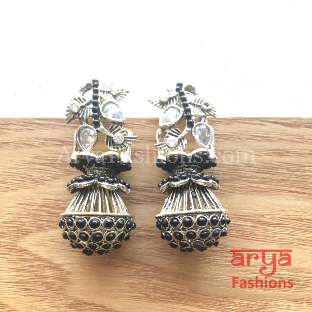 Mahi Oxidized Silver Tribal Earrings/Ethnic German Earrings