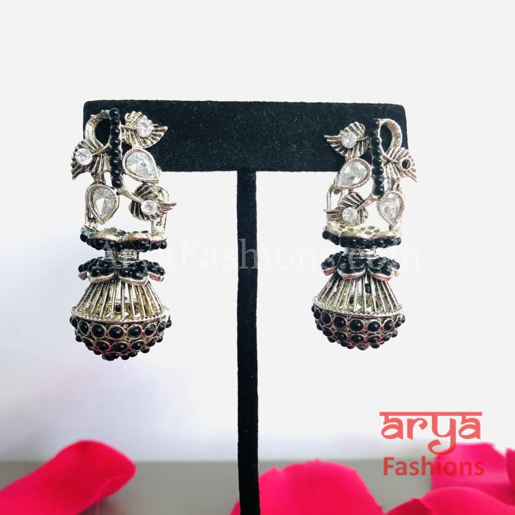 Mahi Oxidized Silver Tribal Earrings/Ethnic German Earrings