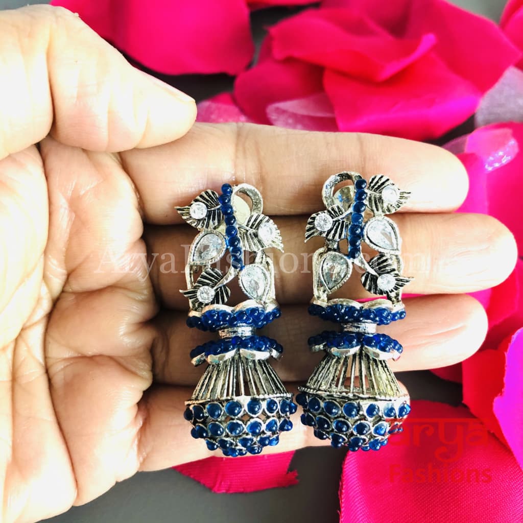 Mahi Oxidized Silver Tribal Earrings/Ethnic German Earrings
