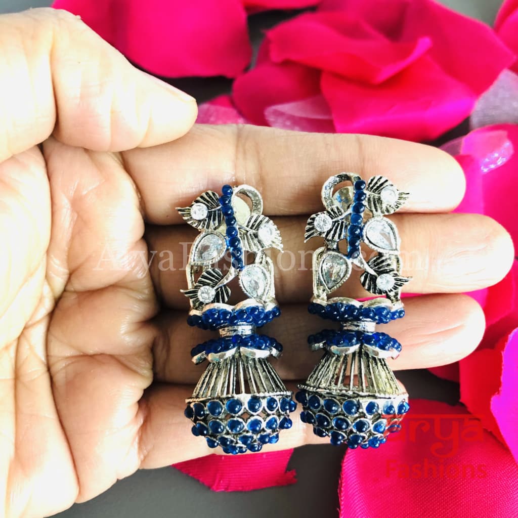 Mahi Oxidized Silver Tribal Earrings/Ethnic German Earrings
