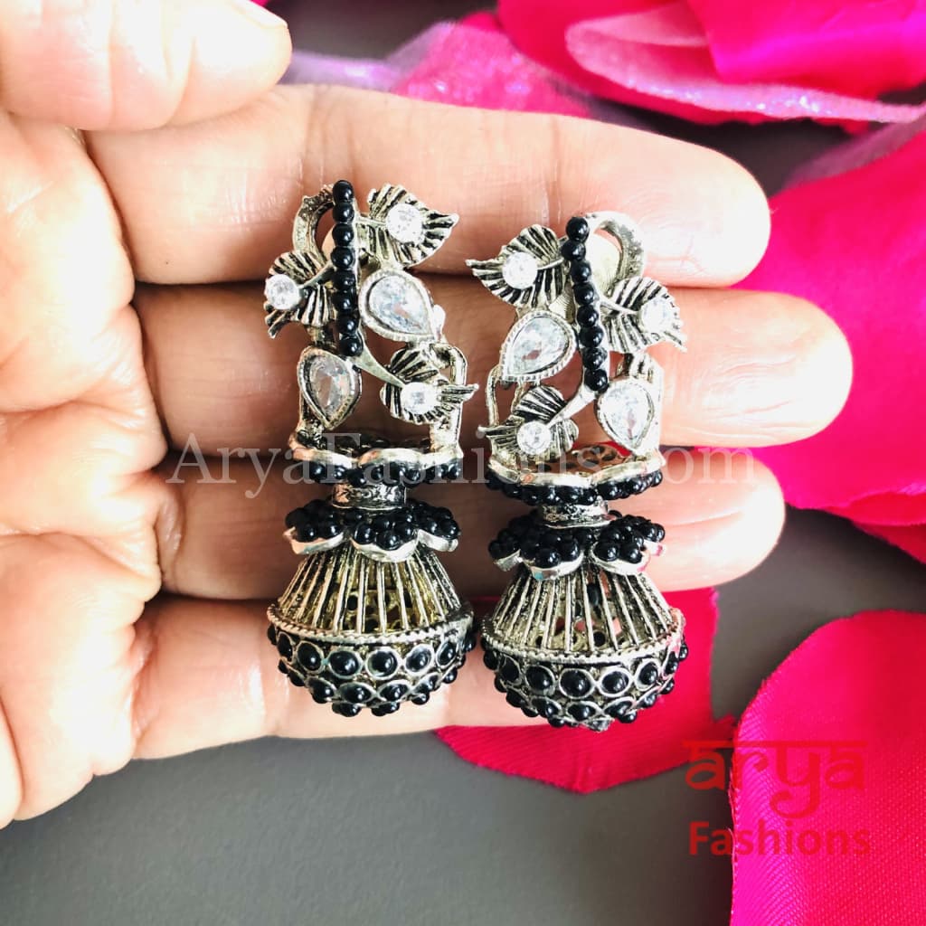 Mahi Oxidized Silver Tribal Earrings/Ethnic German Earrings