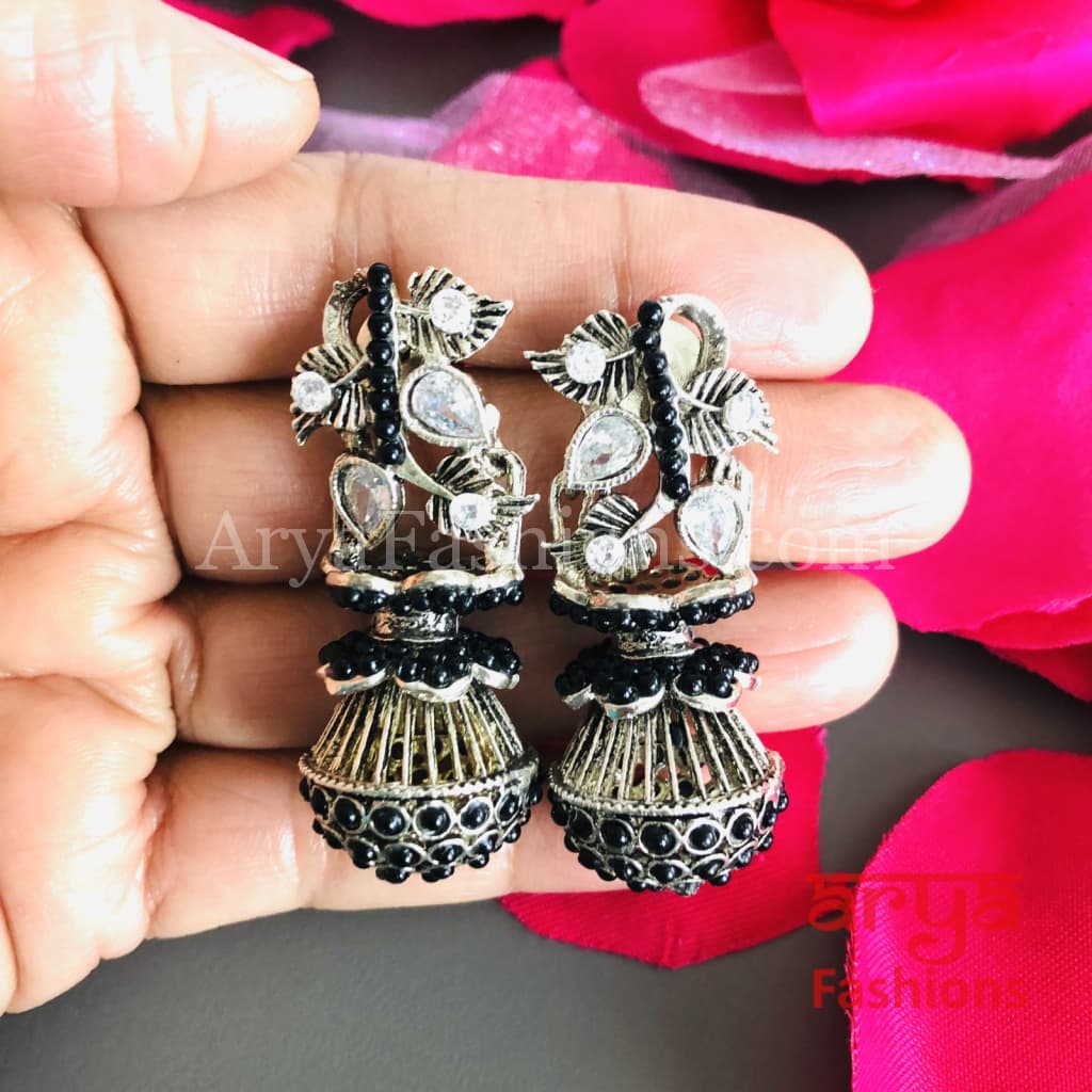 Mahi Oxidized Silver Tribal Earrings/Ethnic German Earrings