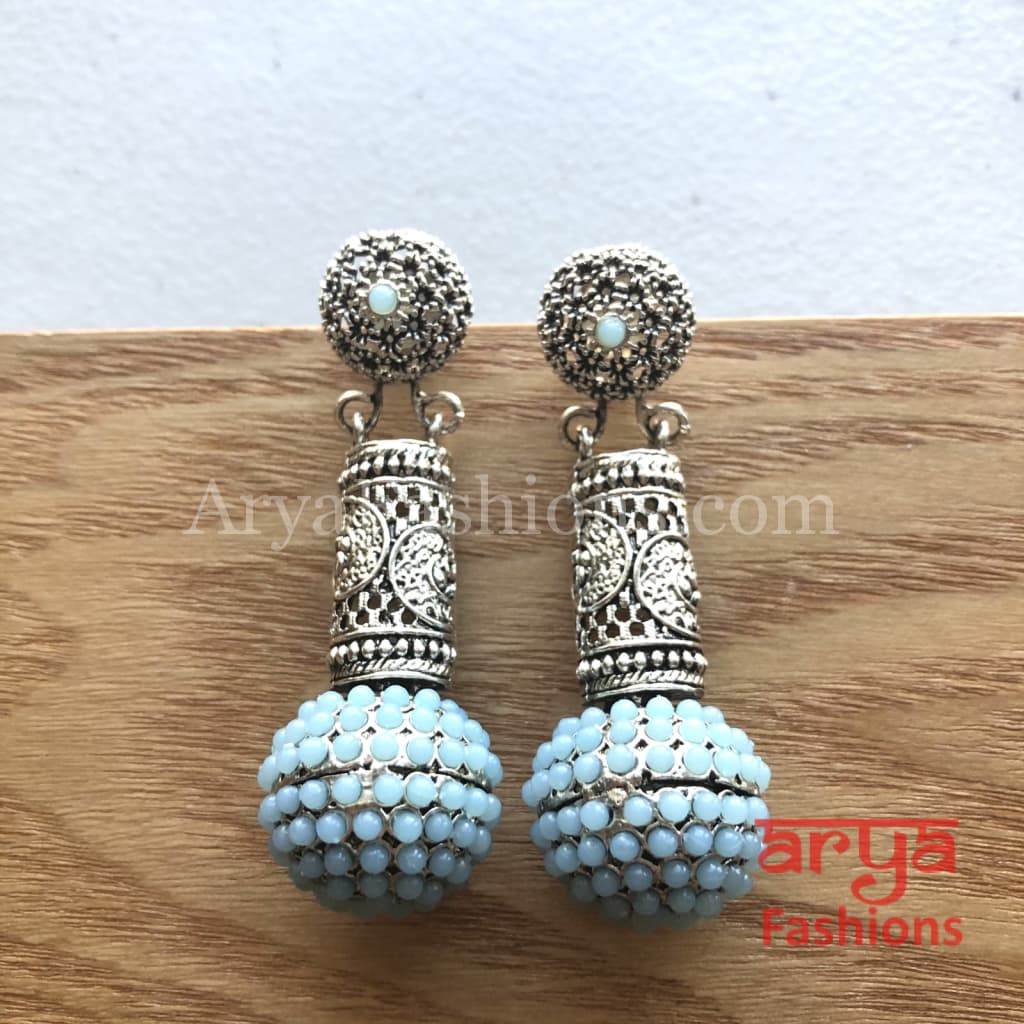 Mahi Silver Earrings with colorful beads