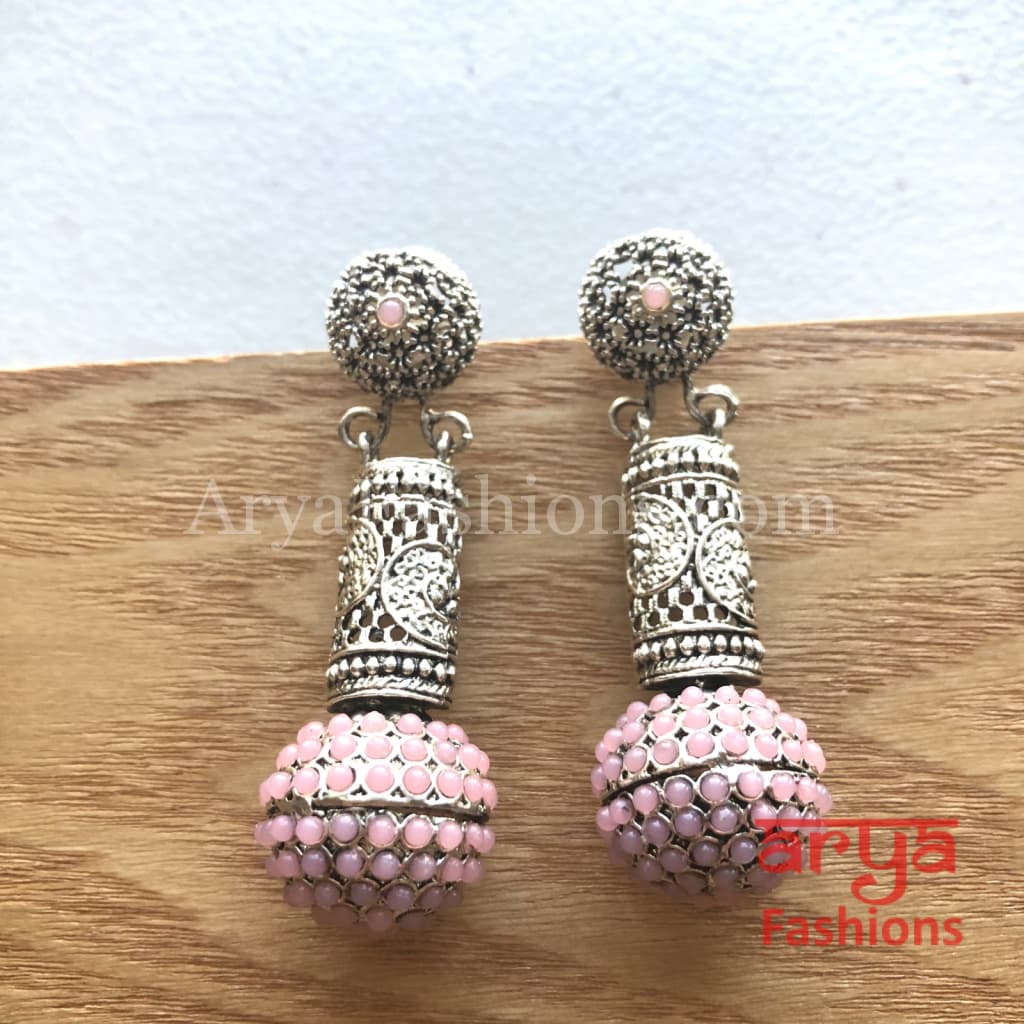 Mahi Silver Earrings with colorful beads