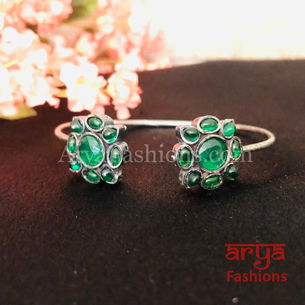 Marsha Multicolor Stones Silver Cuff Bracelet