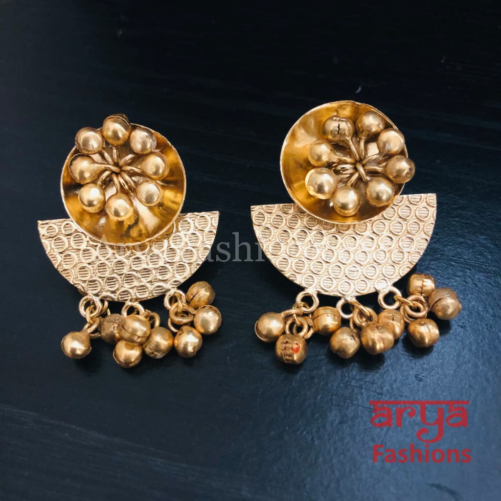 Matte Gold Designer Chandbali/ Indian Earrings