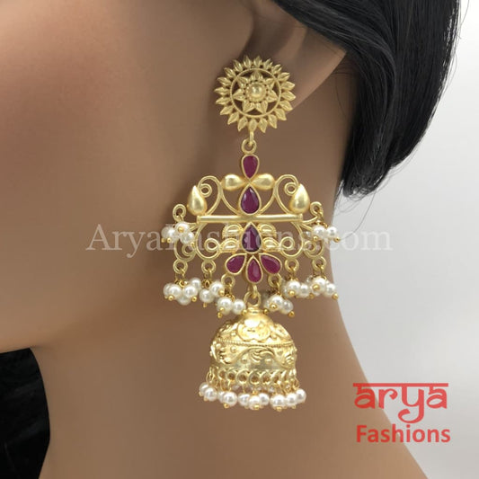 Matte Gold Long Traditional Jhumka