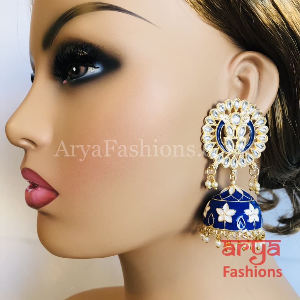 Meenakari Traditional Golden Jhumka Earrings