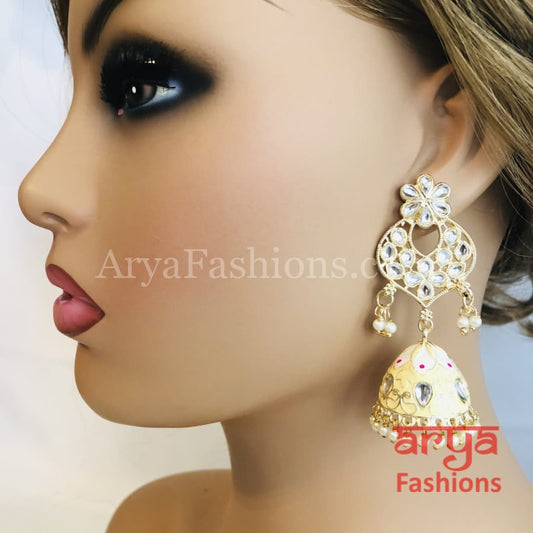 Meenakari Traditional Golden Jhumka Earrings