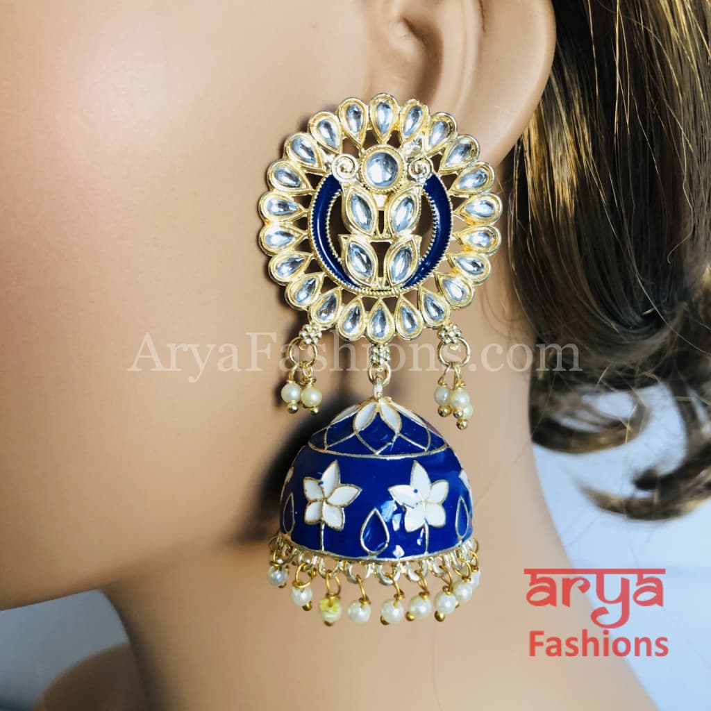 Meenakari Traditional Golden Jhumka Earrings
