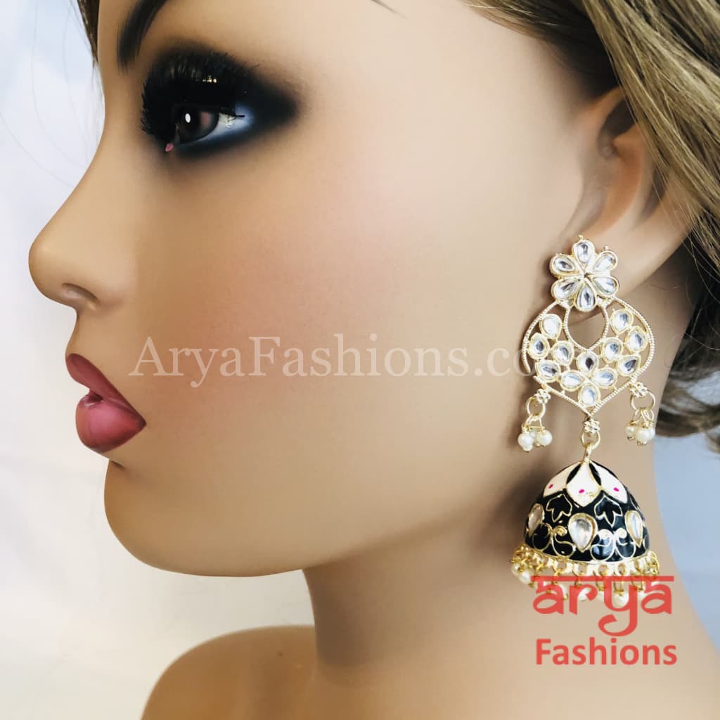 Meenakari Traditional Golden Jhumka Earrings