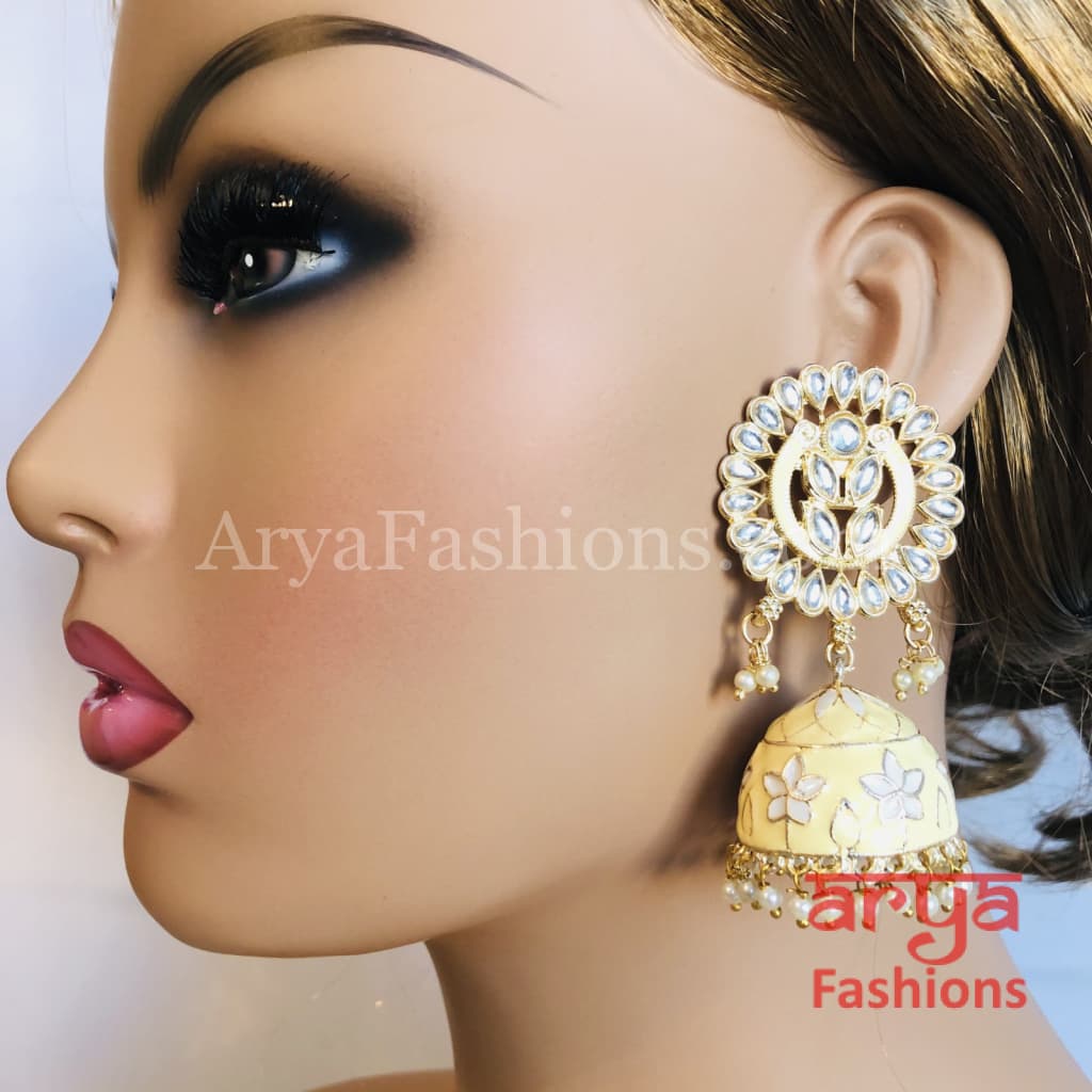 Meenakari Traditional Golden Jhumka Earrings