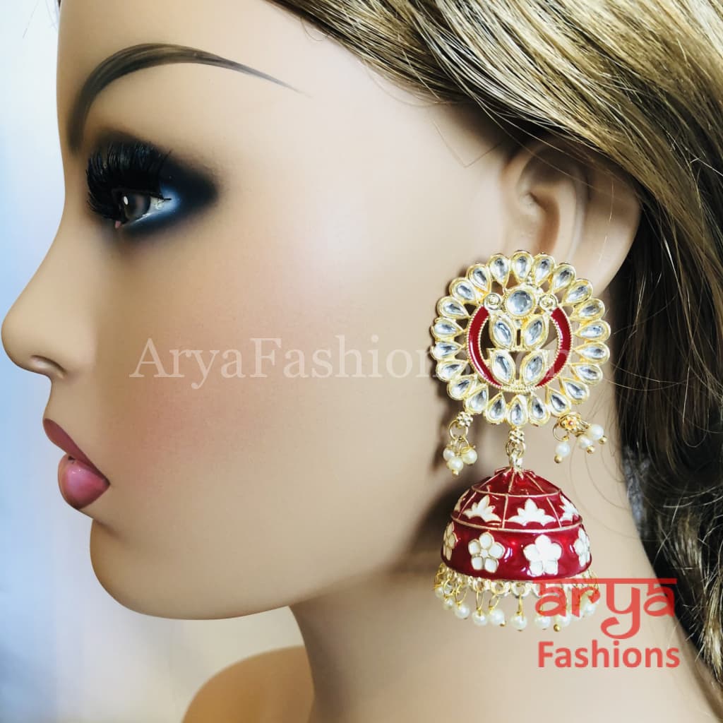 Meenakari Traditional Golden Jhumka Earrings