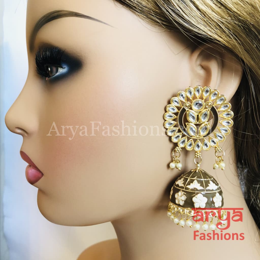 Meenakari Traditional Golden Jhumka Earrings