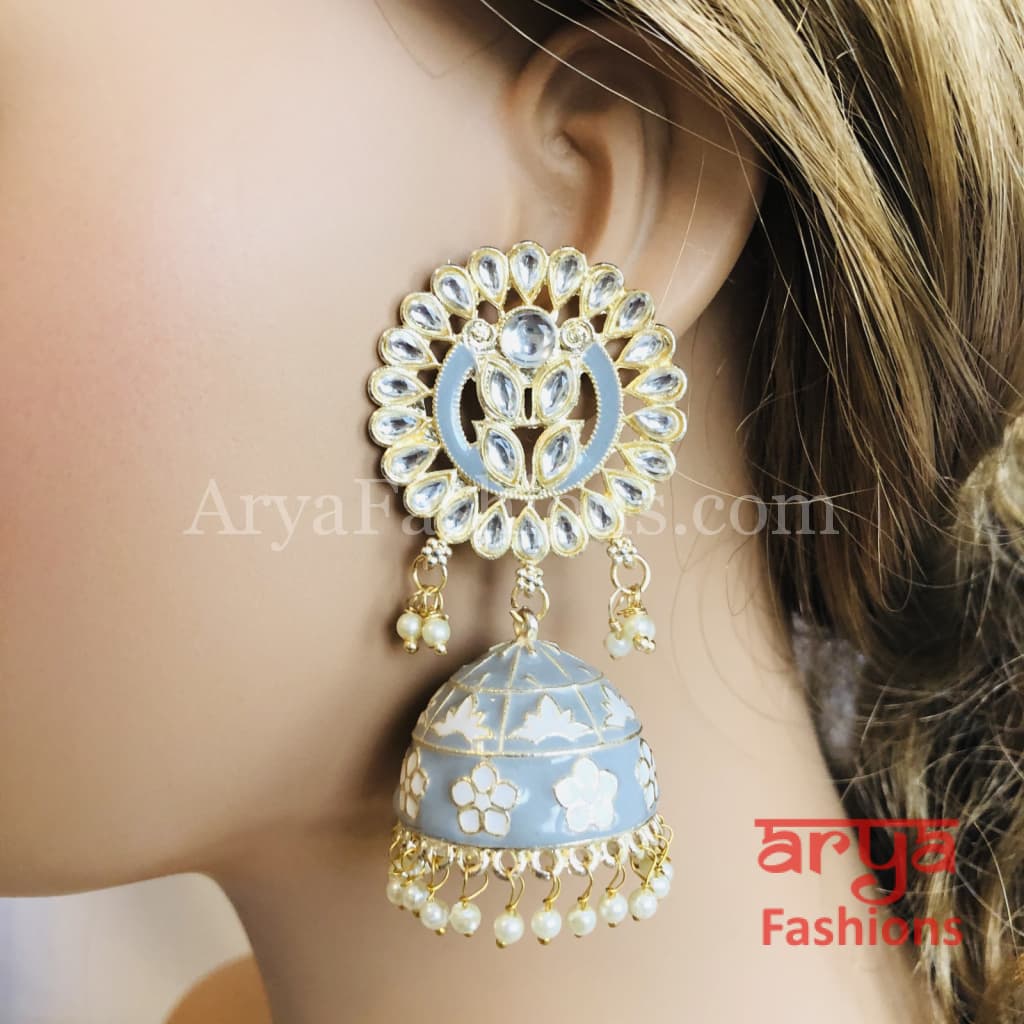Meenakari Traditional Golden Jhumka Earrings