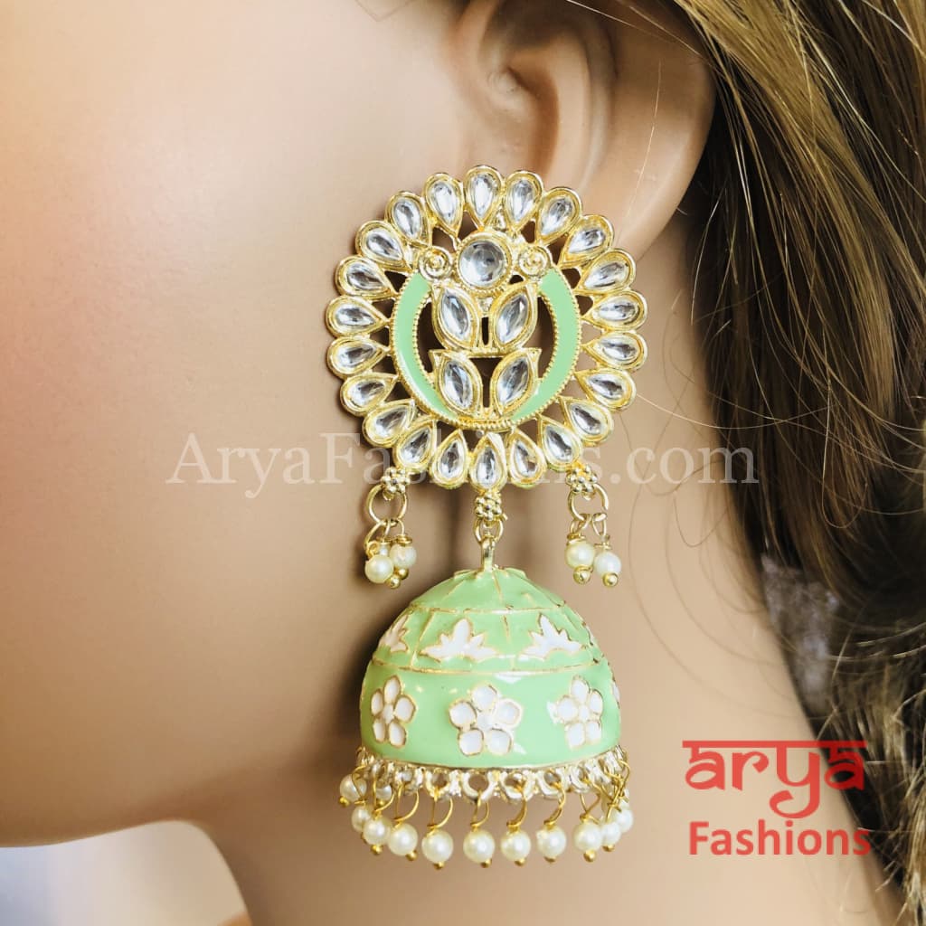 Meenakari Traditional Golden Jhumka Earrings