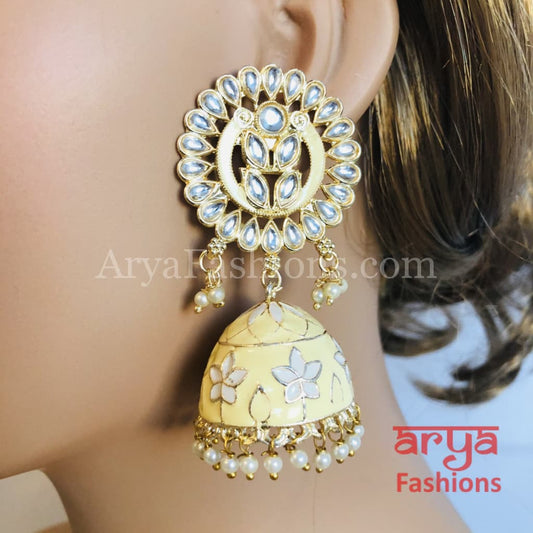 Meenakari Traditional Golden Jhumka Earrings