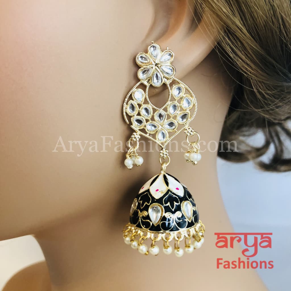 Meenakari Traditional Golden Jhumka Earrings