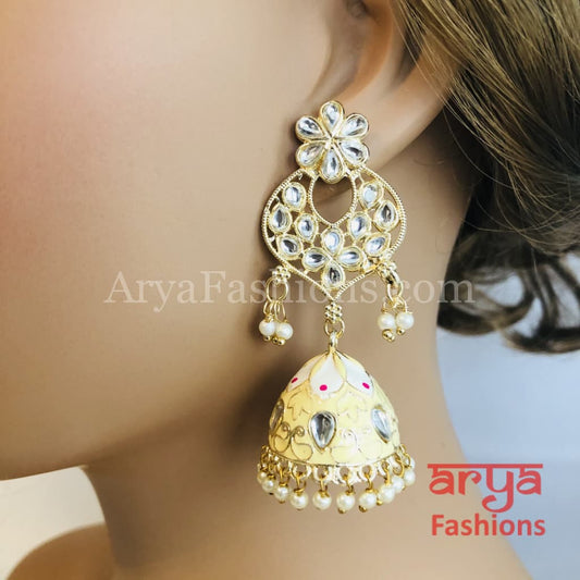 Meenakari Traditional Golden Jhumka Earrings