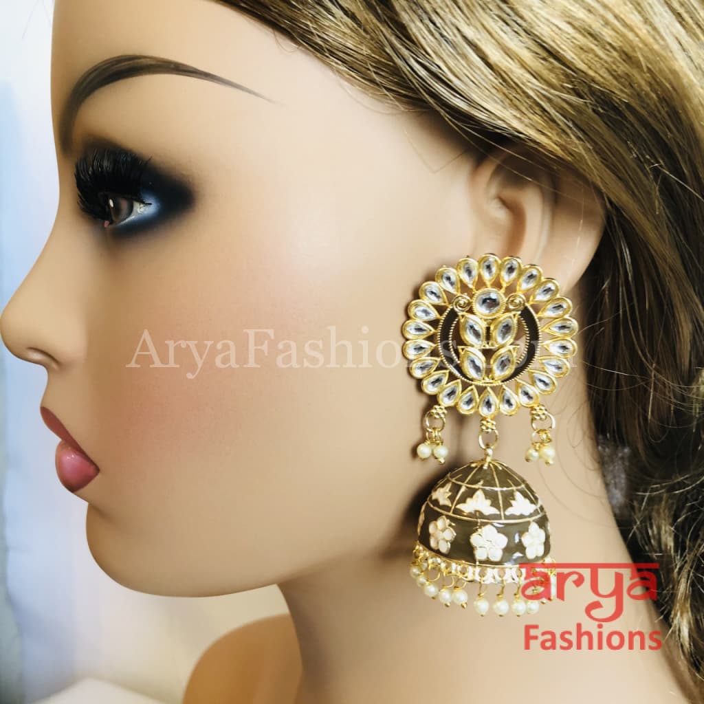Meenakari Traditional Golden Jhumka Earrings