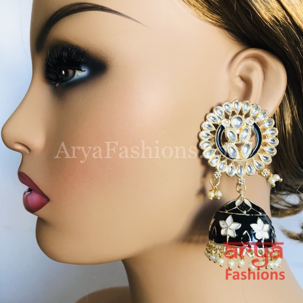 Meenakari Traditional Golden Jhumka Earrings