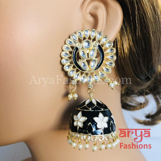 Meenakari Traditional Golden Jhumka Earrings