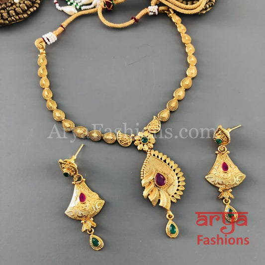 Meera Gold Necklace with Meenakari