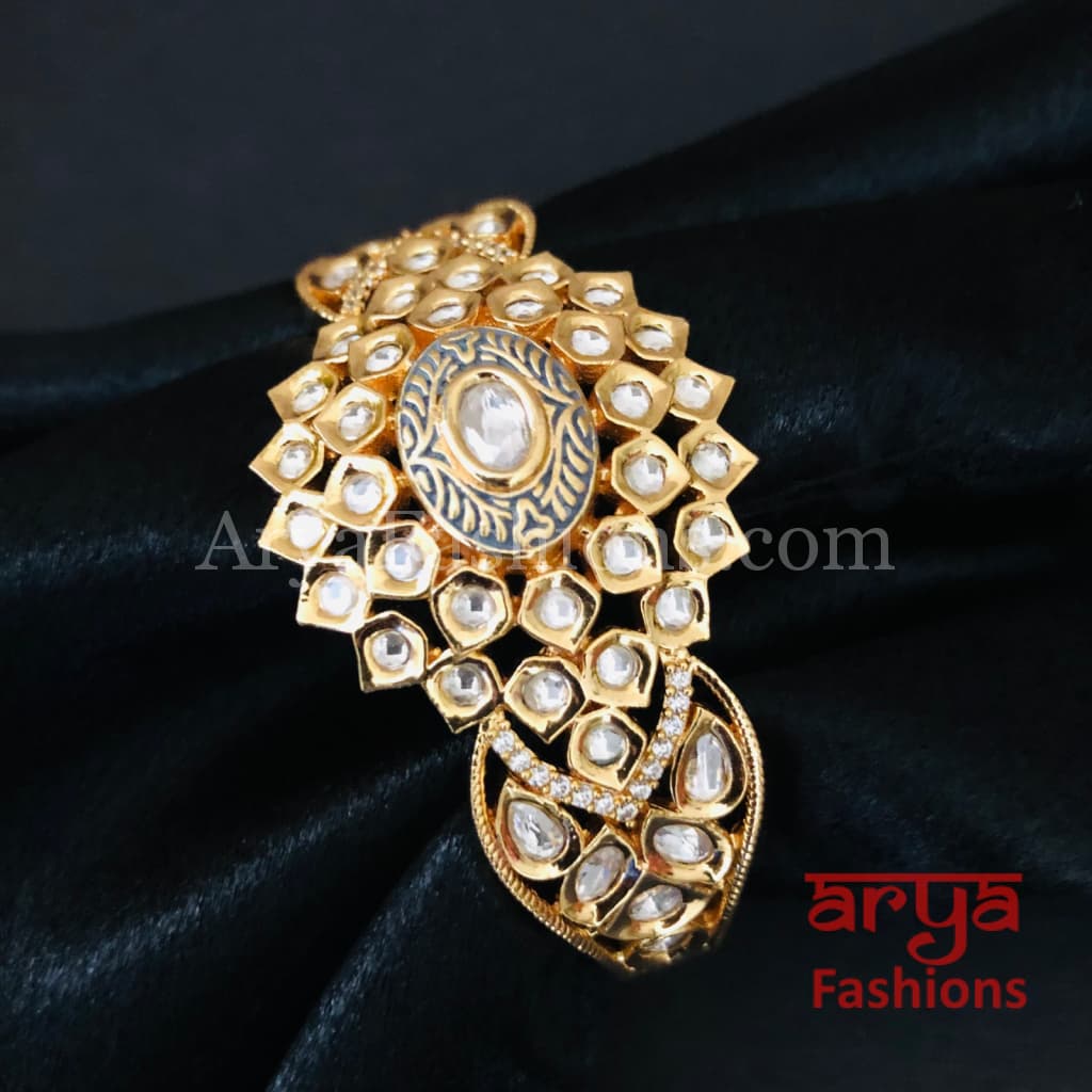 Meera Meenakari Bracelet/ Pacchi Kundan Rajwadi Openable Bracelet