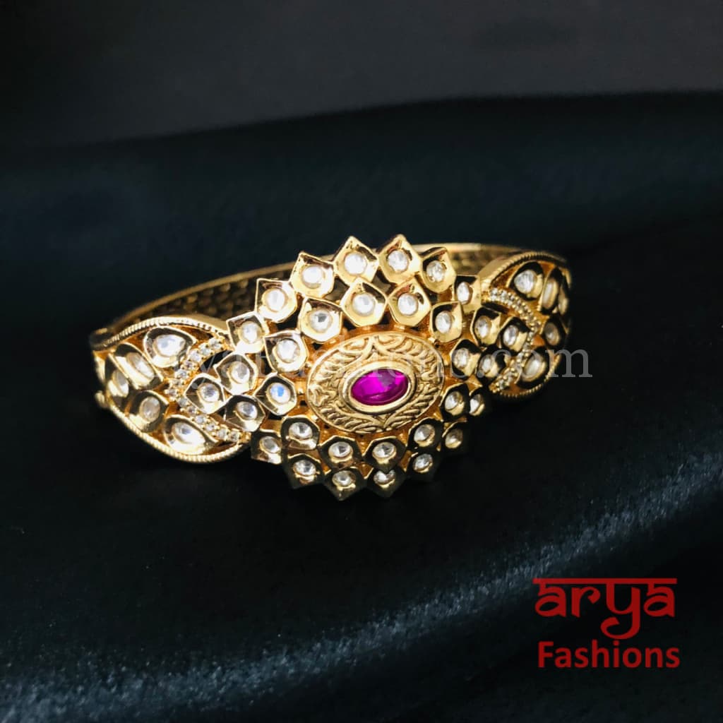 Meera Meenakari Bracelet/ Pacchi Kundan Rajwadi Openable Bracelet