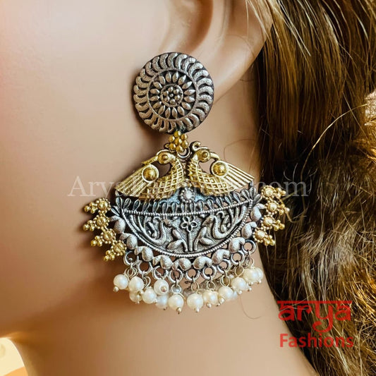 Menaka Dual Tone Oxidized Indian Chandbali