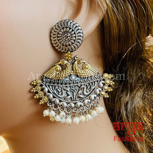 Menaka Dual Tone Oxidized Indian Chandbali