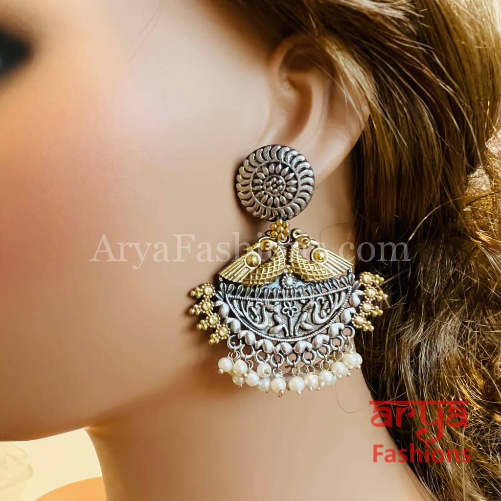 Menaka Dual Tone Oxidized Indian Chandbali