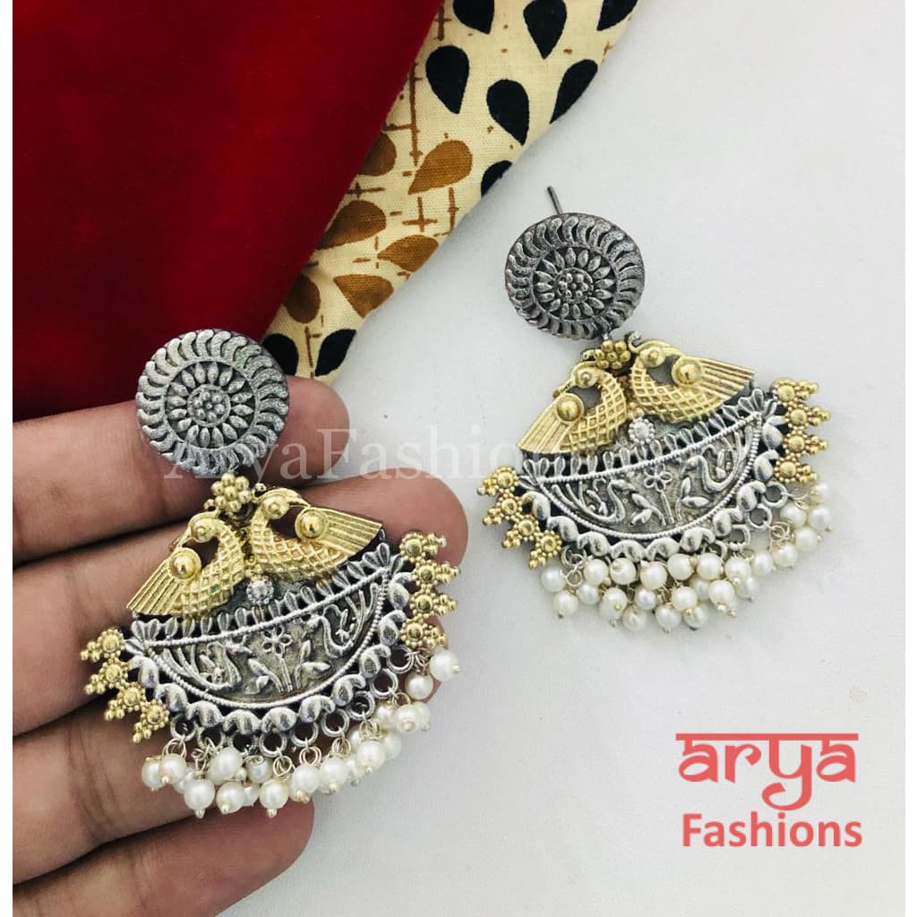 Menaka Dual Tone Oxidized Indian Chandbali