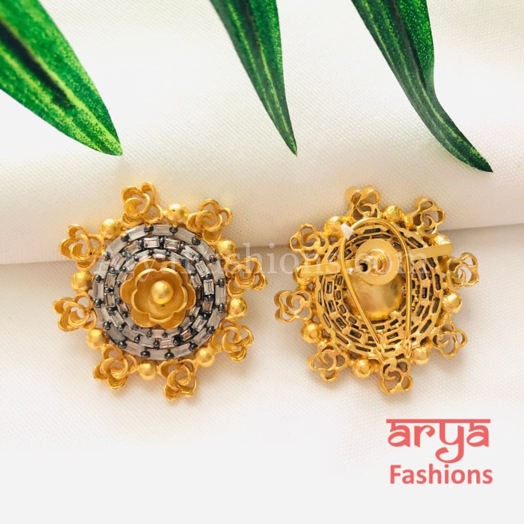 Mirraw Fusion Studs with CZ Crystals/Trendy Party Earrings