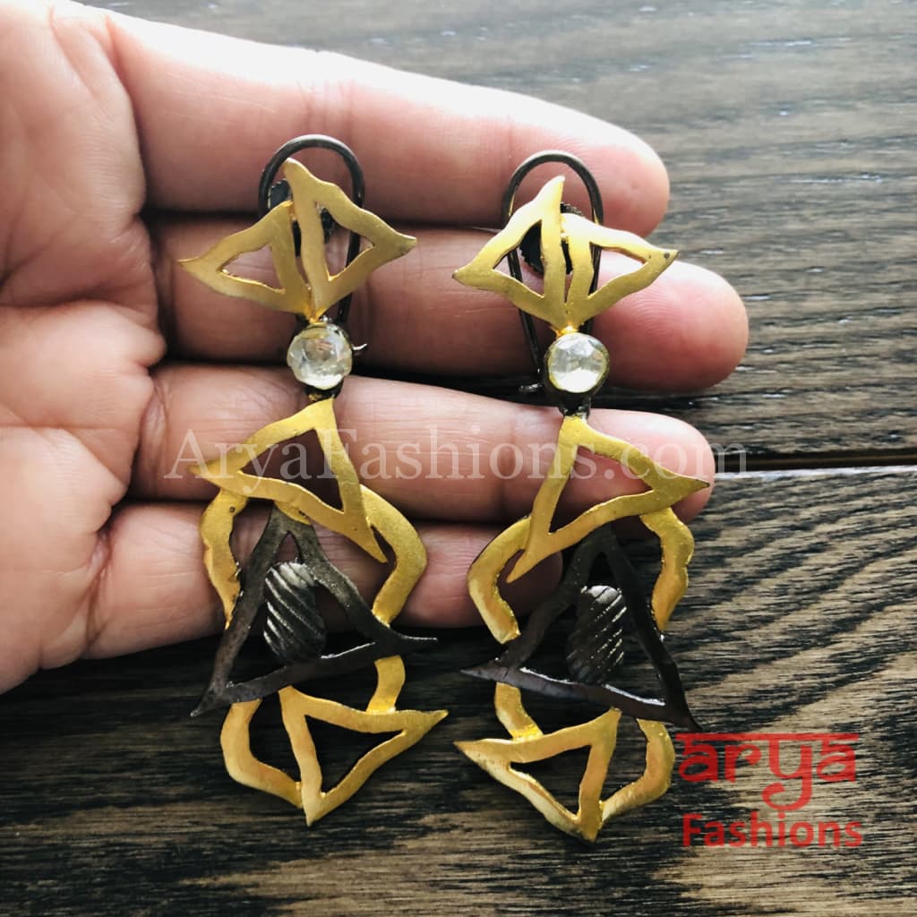 Misha Long Fusion Earrings/Geometrical Earrings/ Handmade Earrings