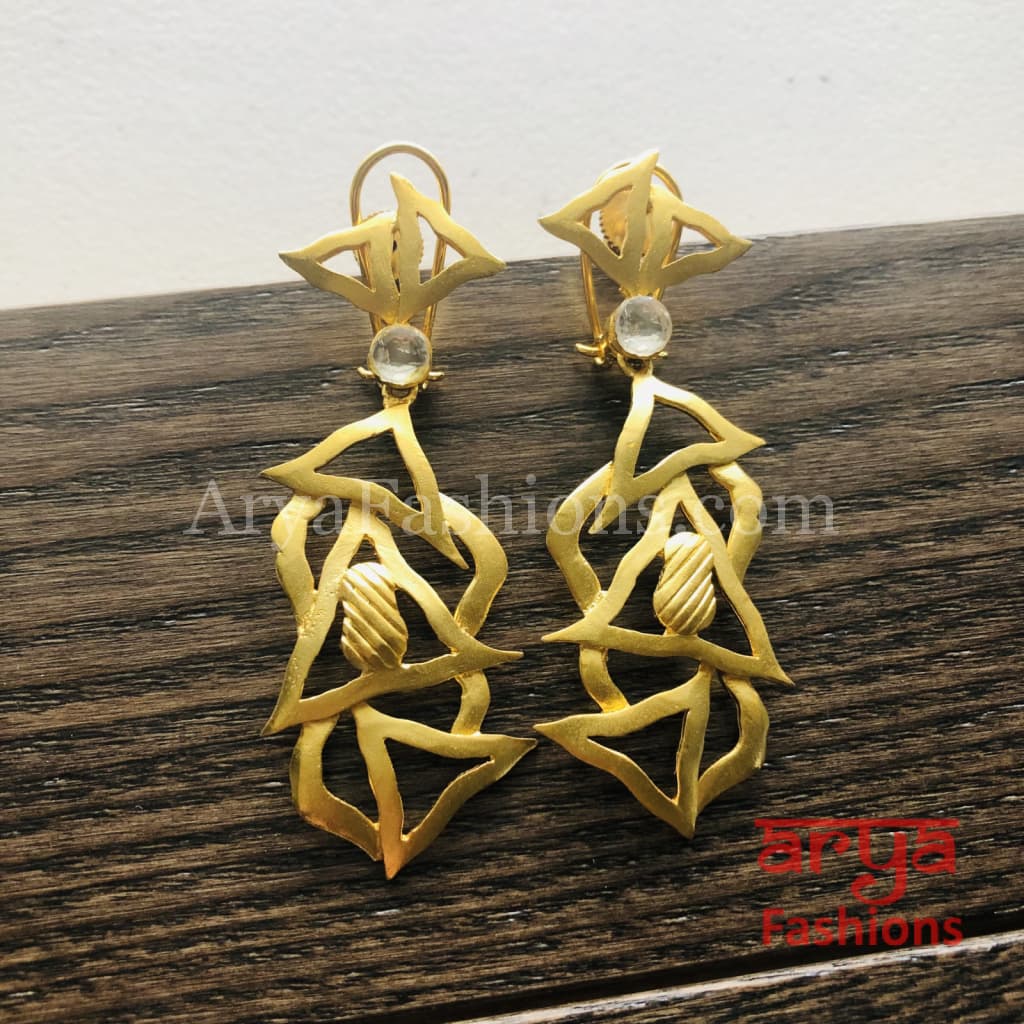 Misha Long Fusion Earrings/Geometrical Earrings/ Handmade Earrings