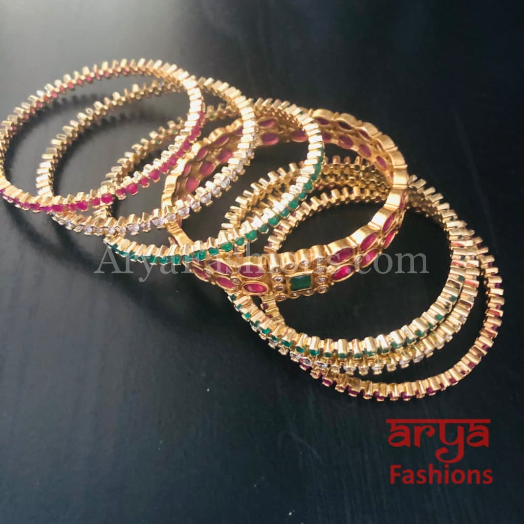 Multicolor Stone Bridal Bangles Set