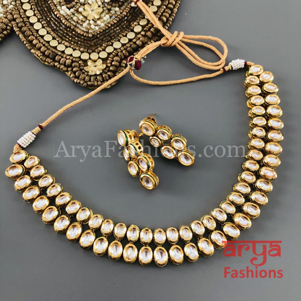 Muneeba Two line Kundan Necklace with